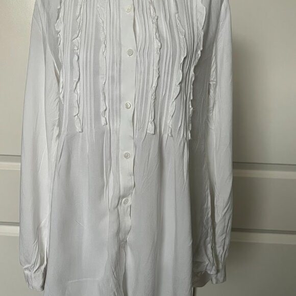 Sundance White Ruffle Boho Long Sleeve Blouse Top Size XS - Picture 6 of 15